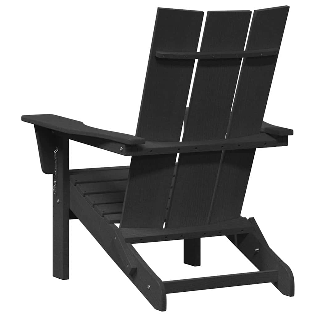 Folding Adirondack Chair Black 74.5 x 80.5 x 90cm HDPE